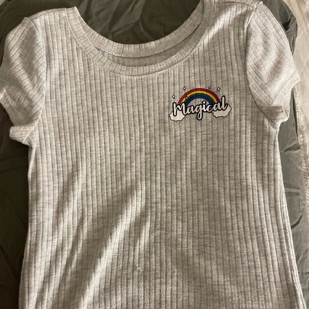 Girls Justice T-Shirt with Rainbow Design - Size Small